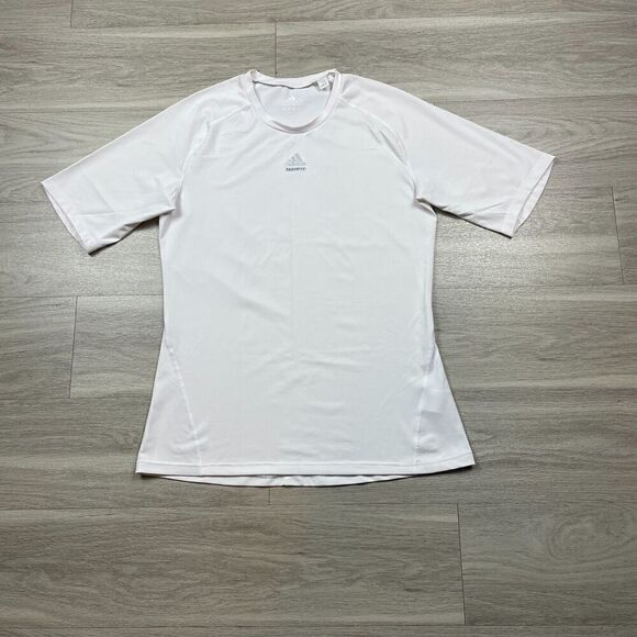 Adidas Shirt Mens Extra Large White Techfit Training Gym Active - Picture 1 of 10